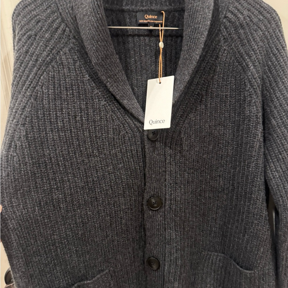 Quince 100% Mongolian Cashmere Shawl Collar Mens size Medium Cardigan Sweater - Picture 10 of 14